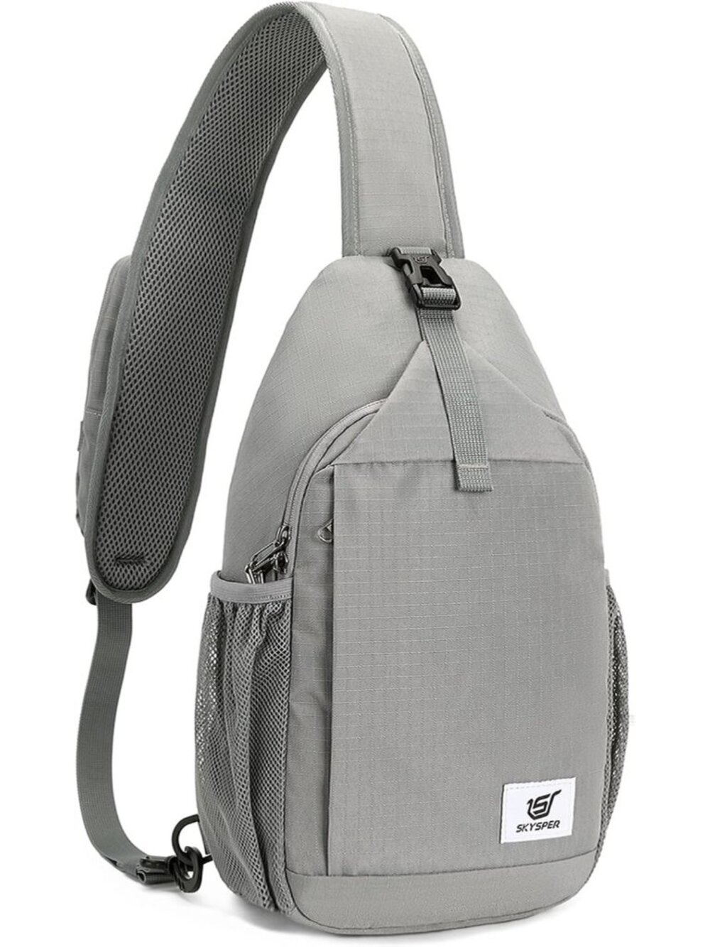 Men's Grey Sling Bag Anti-Theft RFID Crossbody Travel Backpack Shoulder Hiking
